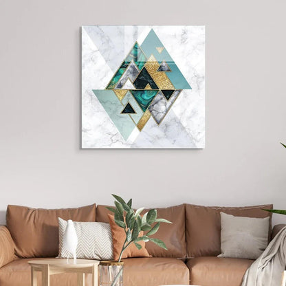 Turquoise & White Marble Glass Wall Art - LUXARTDECO