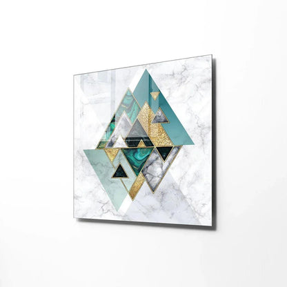 Turquoise & White Marble Glass Wall Art - LUXARTDECO