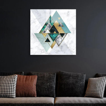 Turquoise & White Marble Glass Wall Art - LUXARTDECO