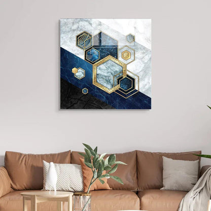 Blue & White Marble Glass Wall Art - LUXARTDECO