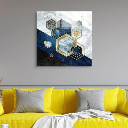 Blue & White Marble Glass Wall Art - LUXARTDECO