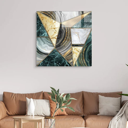 Turquoise Marble Glass Wall Art - LUXARTDECO