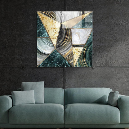 Turquoise Marble Glass Wall Art - LUXARTDECO