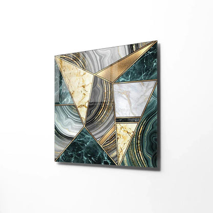 Turquoise Marble Glass Wall Art - LUXARTDECO