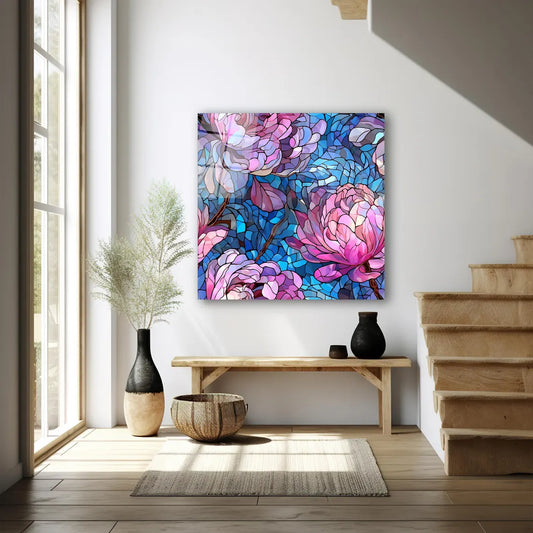 Pink Flower Glass Wall Art
