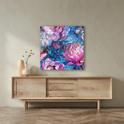 Pink Flower Glass Wall Art - LUXARTDECO