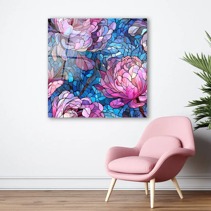 Pink Flower Glass Wall Art - LUXARTDECO