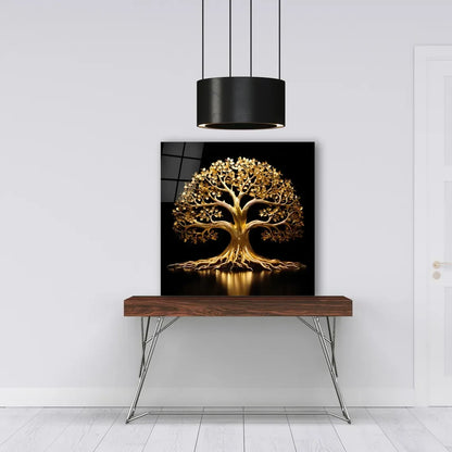 Gold Tree Glass Wall Art - LUXARTDECO