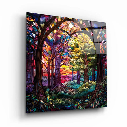 Colorful Tree Glass Wall Art
