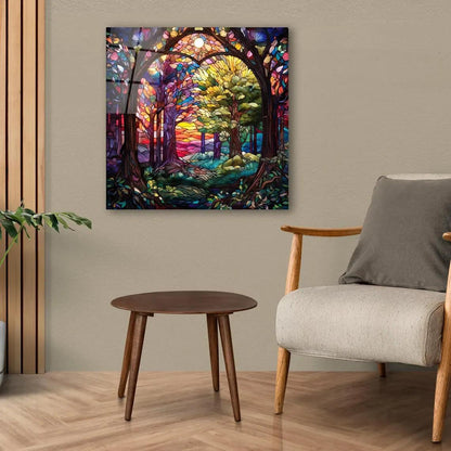 Colorful Tree Glass Wall Art - LUXARTDECO