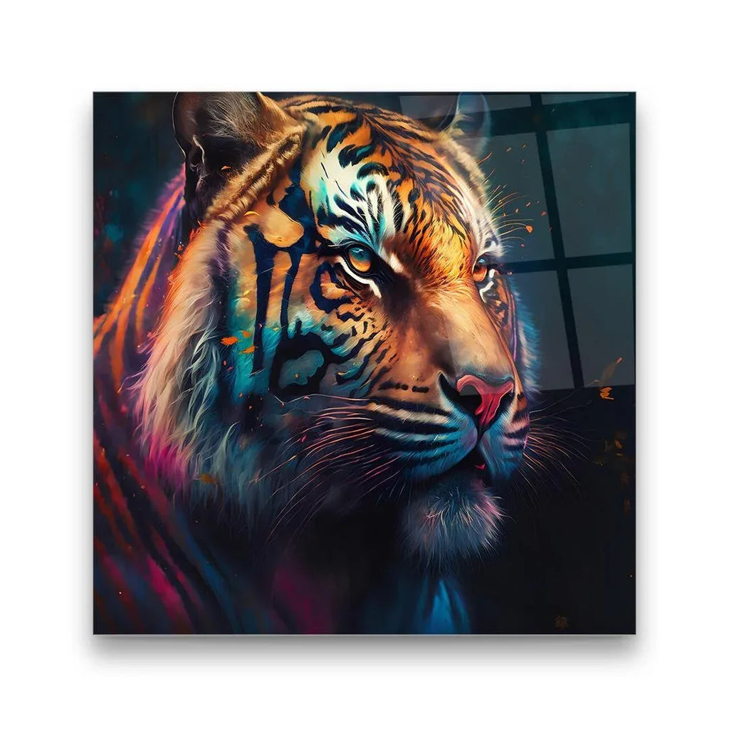 Colorful Tiger Glass Wall Art - LUXARTDECO
