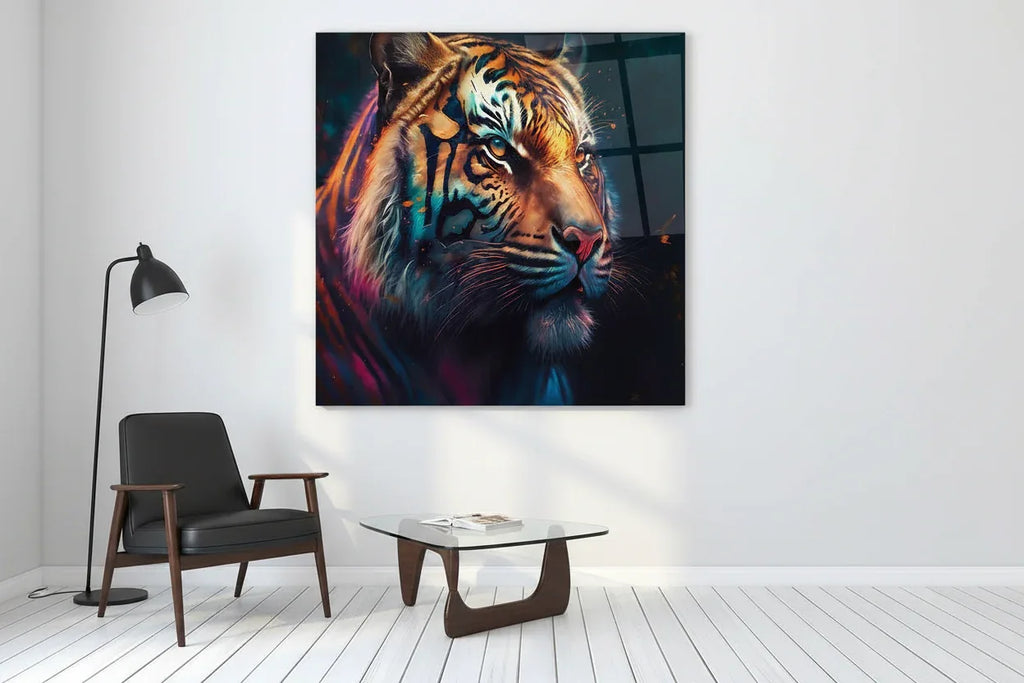 Colorful Tiger Glass Wall Art - LUXARTDECO