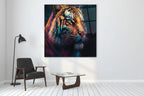 Colorful Tiger Glass Wall Art - LUXARTDECO