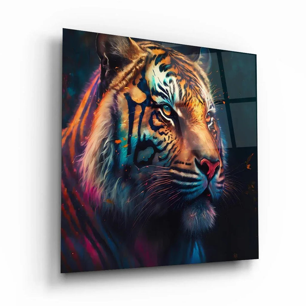 Colorful Tiger Glass Wall Art - LUXARTDECO