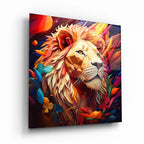 Colorful Lion Glass Wall Art - LUXARTDECO