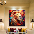 Colorful Lion Glass Wall Art - LUXARTDECO