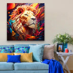 Colorful Lion Glass Wall Art - LUXARTDECO