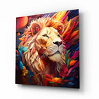 Colorful Lion Glass Wall Art - LUXARTDECO