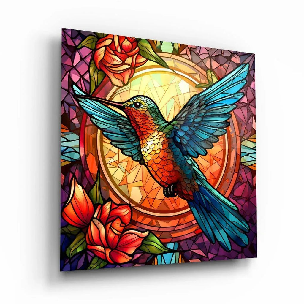 Colorful Hummingbird Glass Wall Art - LUXARTDECO