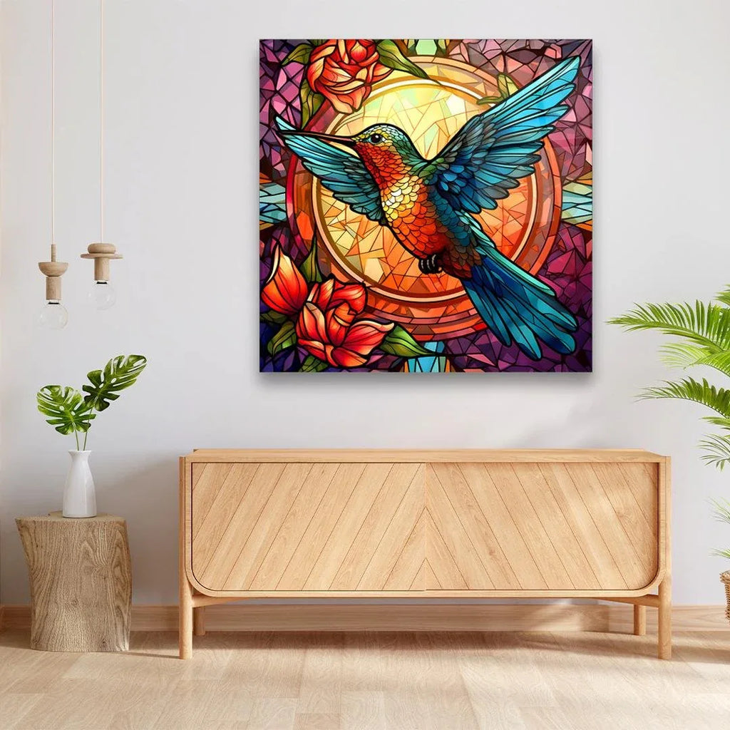 Colorful Hummingbird Glass Wall Art - LUXARTDECO