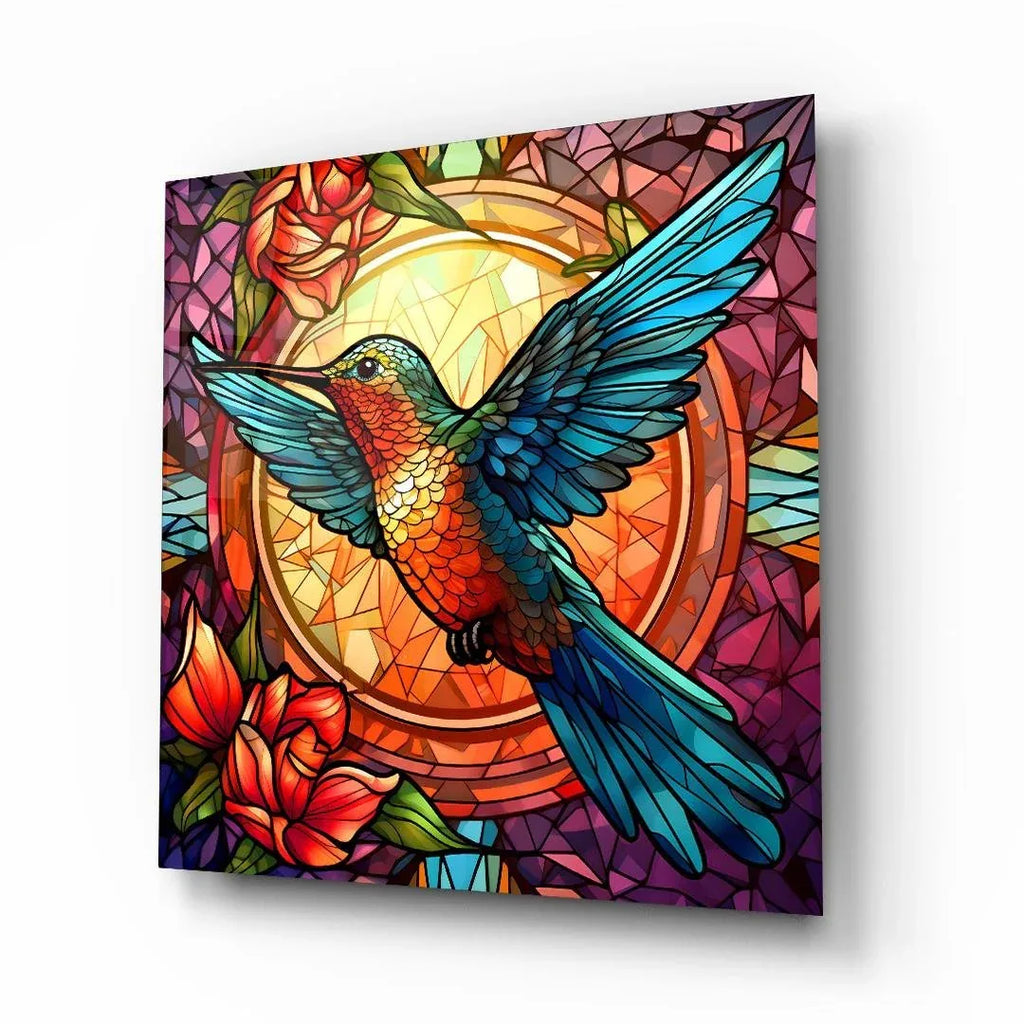 Colorful Hummingbird Glass Wall Art - LUXARTDECO