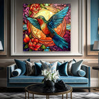 Colorful Hummingbird Glass Wall Art - LUXARTDECO