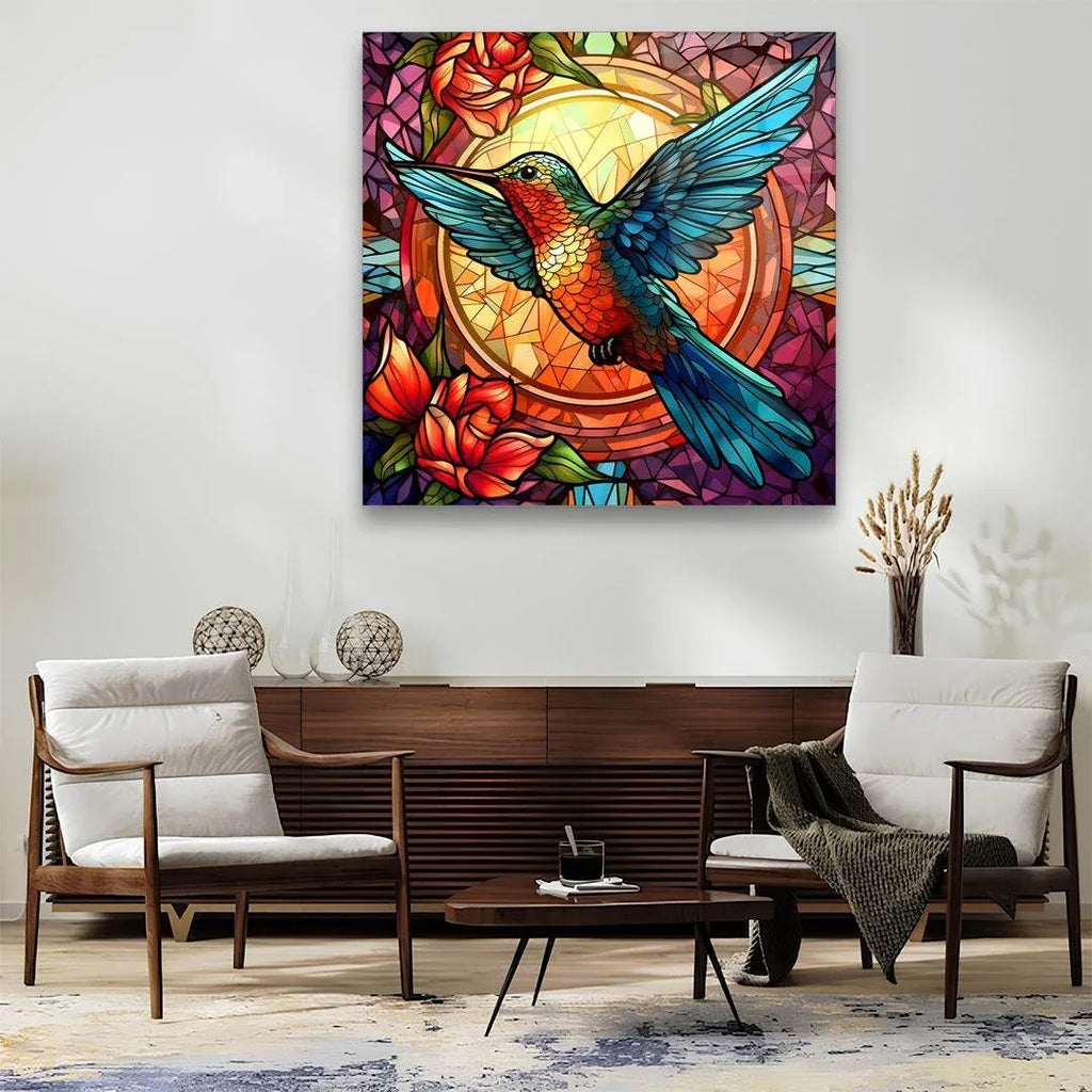 Colorful Hummingbird Glass Wall Art - LUXARTDECO