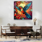 Colorful Hummingbird Glass Wall Art - LUXARTDECO
