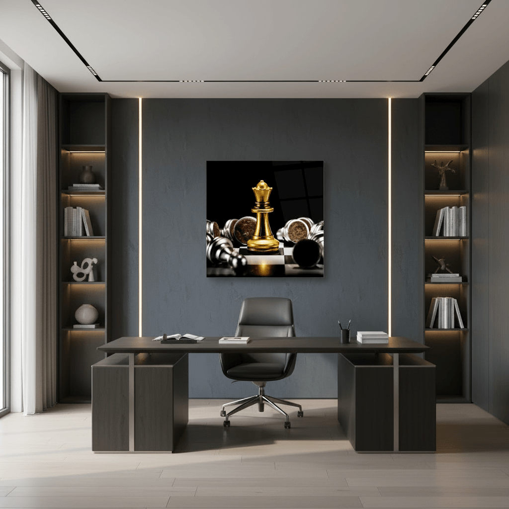Chess Game Tableau en Verre Trempé