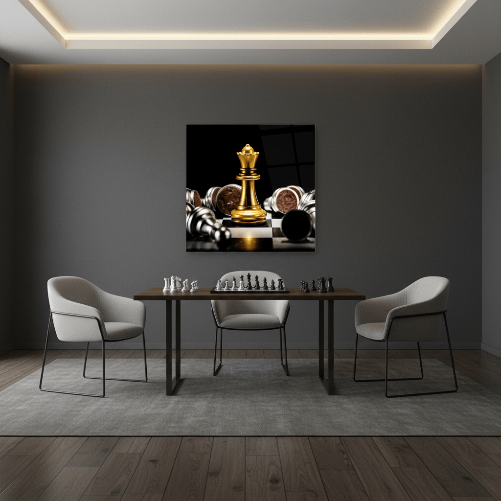 Chess Game Tableau en Verre Trempé