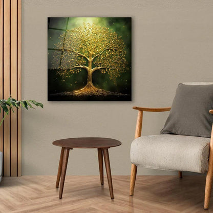 Golden Tree of Life Glass Wall Art - LUXARTDECO