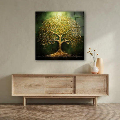 Golden Tree of Life Glass Wall Art - LUXARTDECO