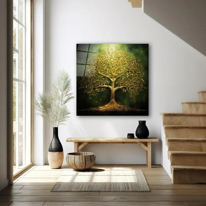 Golden Tree of Life Glass Wall Art - LUXARTDECO