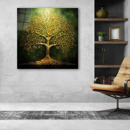Golden Tree of Life Glass Wall Art - LUXARTDECO