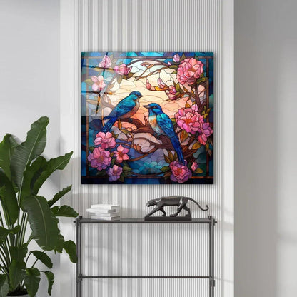 Contemporary Birds Glass Wall Art - LUXARTDECO