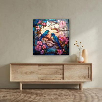 Contemporary Birds Glass Wall Art - LUXARTDECO