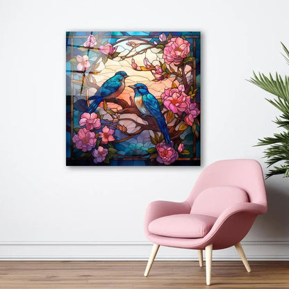 Contemporary Birds Glass Wall Art - LUXARTDECO