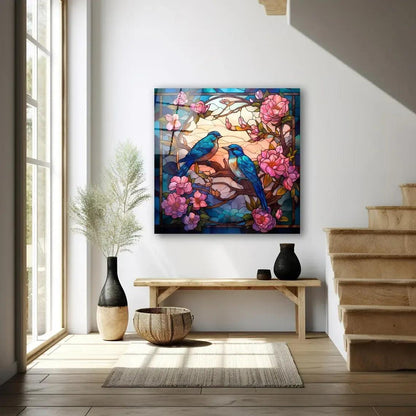 Contemporary Birds Glass Wall Art - LUXARTDECO
