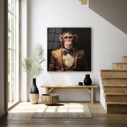 Fashion Monkey Glass Wall Art - LUXARTDECO