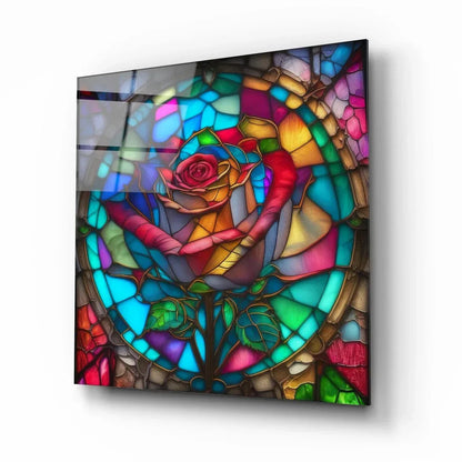 Stained Glass Effect Rose Wall Art - LUXARTDECO