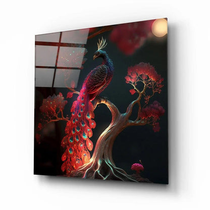 Vibrant Peacock Glass Wall Art - LUXARTDECO