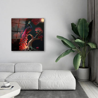 Vibrant Peacock Glass Wall Art - LUXARTDECO