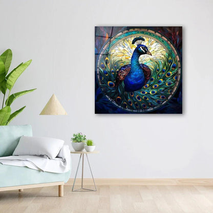 Peacock Glass Wall Art - LUXARTDECO