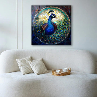 Peacock Glass Wall Art - LUXARTDECO