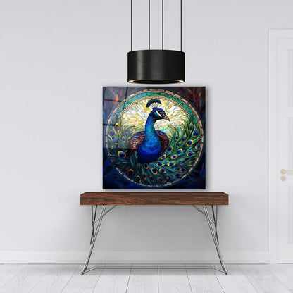 Peacock Glass Wall Art - LUXARTDECO