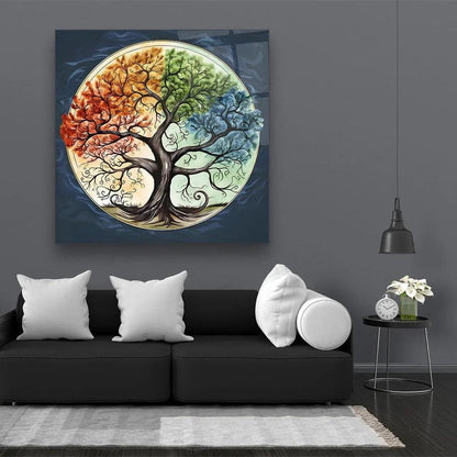 Seasonal Trees Glass Wall Art - LUXARTDECO
