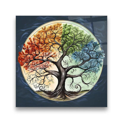 Seasonal Trees Glass Wall Art - LUXARTDECO