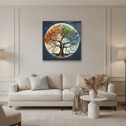 Seasonal Trees Glass Wall Art