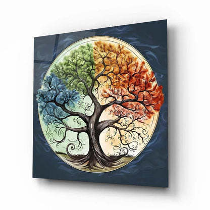 Seasonal Trees Glass Wall Art - LUXARTDECO