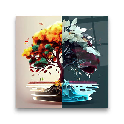 Four Seasons Glass Wall Art - LUXARTDECO